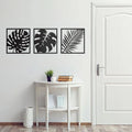 Set of 3 Minimalist Black Leaf Wall Art – Modern Wooden Wall Decor for Living Room