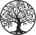 Black Wooden Tree of Life Wall Art – Rustic Wall Hanging Decoration