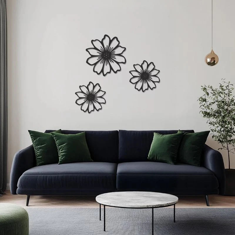 Premium Acrylic Daisy Floral Wall Art – Modern Minimal Home Decor-3pcs