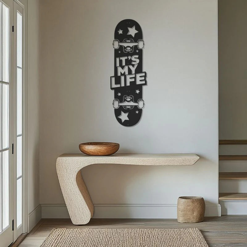 Premium Acrylic “It’s My Life” Skateboard Wall Art – Modern Room & Gaming Decor