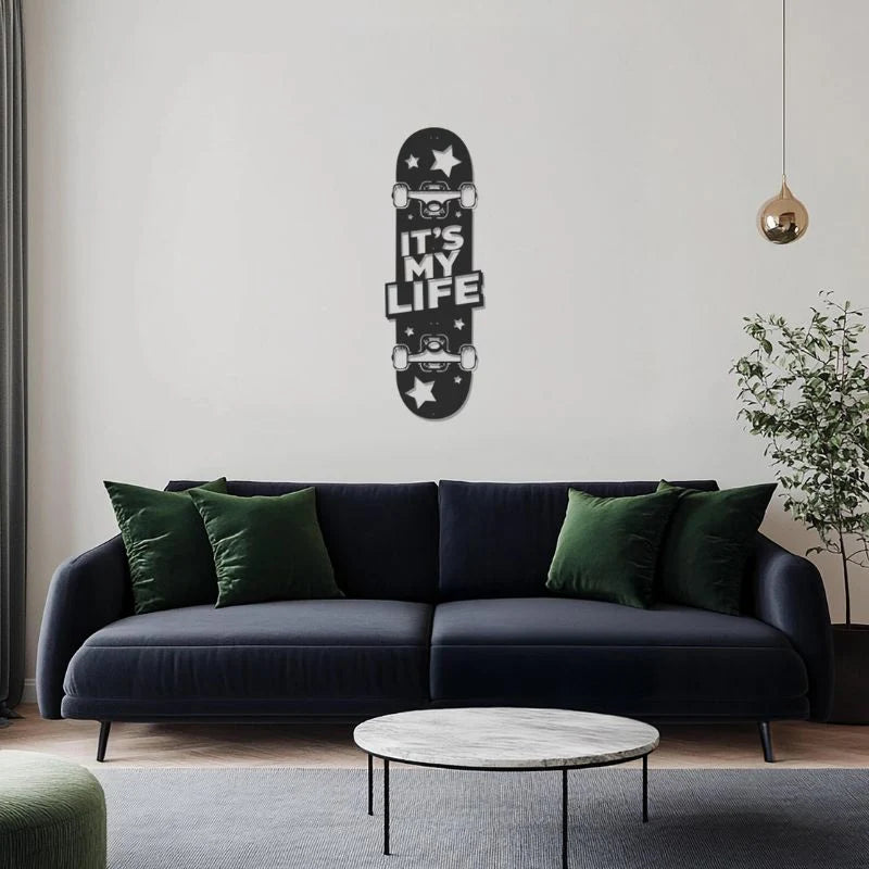 Premium Acrylic “It’s My Life” Skateboard Wall Art – Modern Room & Gaming Decor